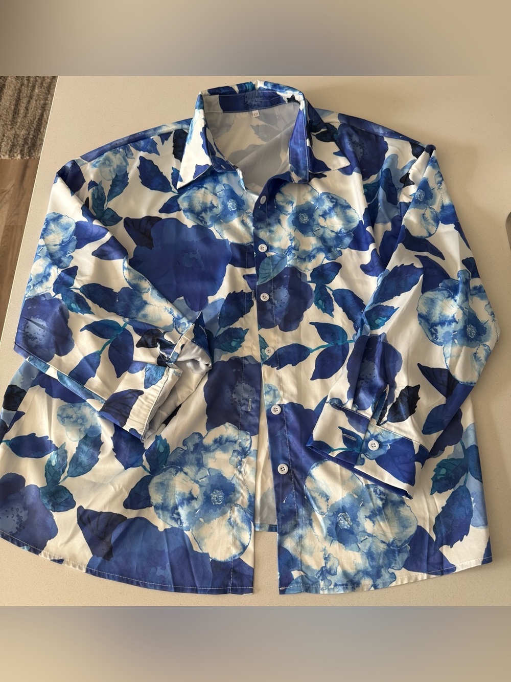 Blue Floral Button-Up Shirt